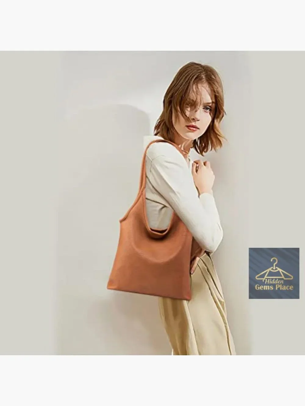 Slouchy Hobo Bag for Women Soft Vegan Leather Shoulder Handbag Top Handle